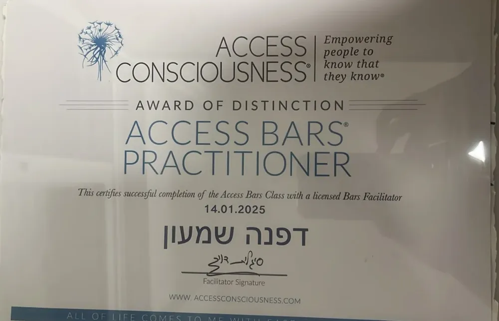 תעודה: Access Bars Practitioner, Access Consciousness · 2025